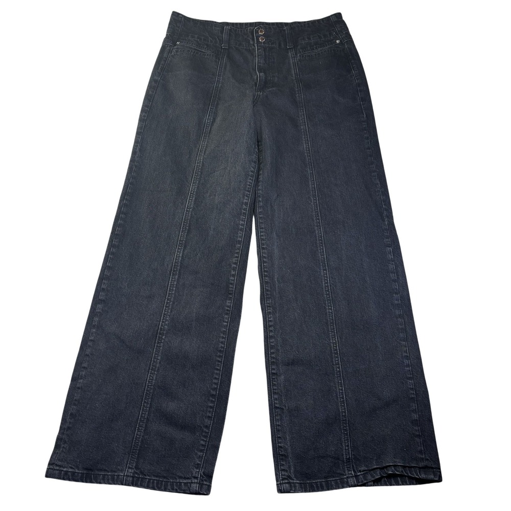 Universal Thread High Rise Wide Leg Jeans Womens 14 Charcoal Wash Relaxed Denim
